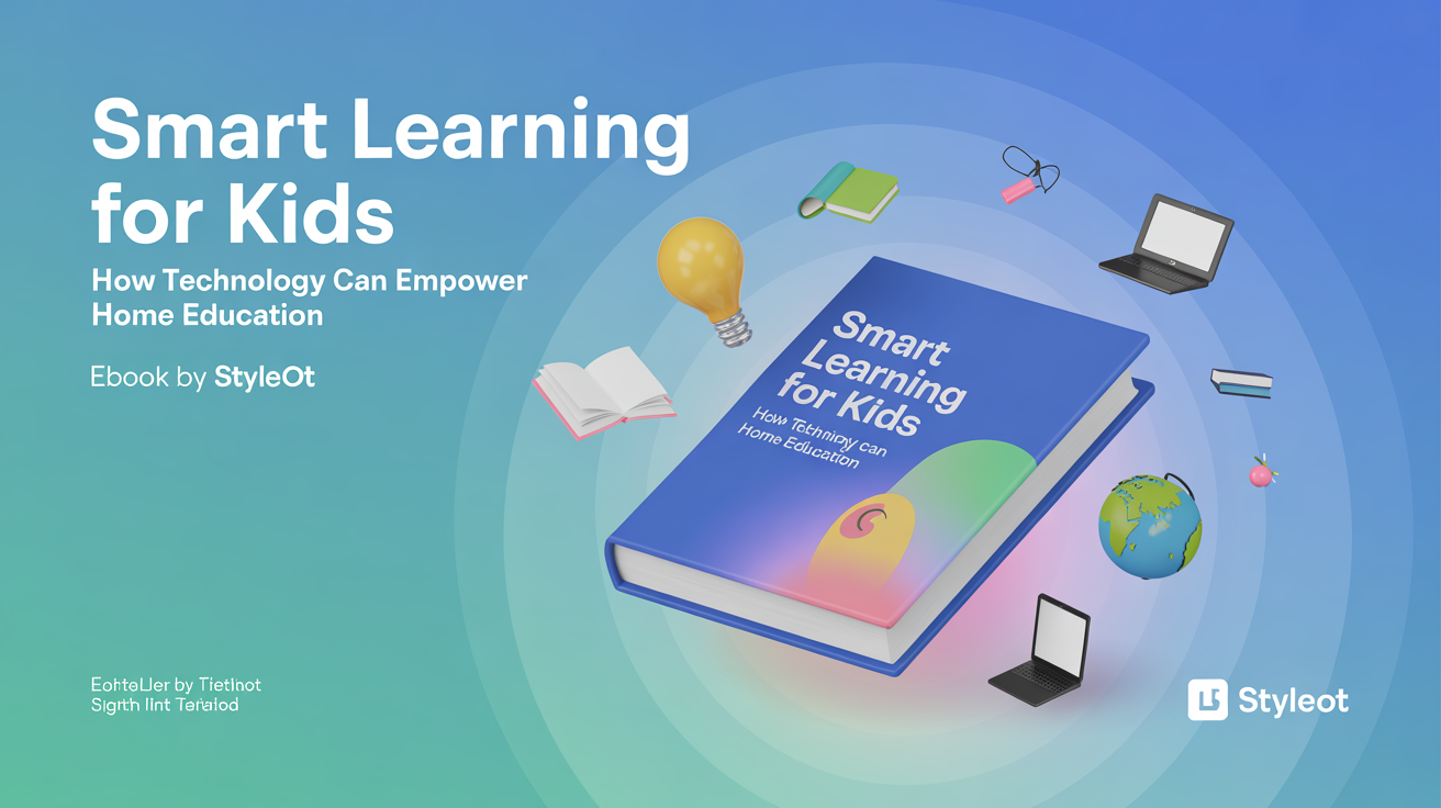 Smart Learning for Kids eBook cover showing technology-enhanced home education.